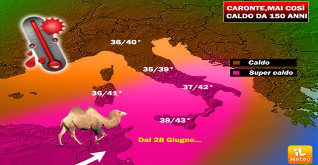 METEO: E' ARRIVATO CARONTE, CALDO RECORD SULL'ITALIA